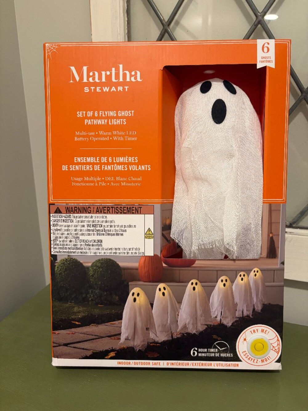 Martha Stewart Set of 6 Flying Ghost Pathway Lights Halloween TikTok htf NWT